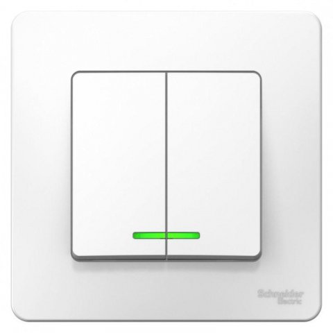Выключатель двухклавишный Schneider Electric Blanca 10A 250V с подсветкой белый BLNVS010511
