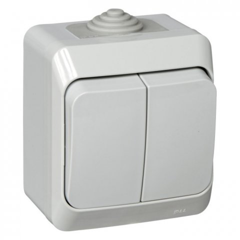 Выключатель двухклавишный Schneider Electric Этюд 10A 250V серый BA10-042C