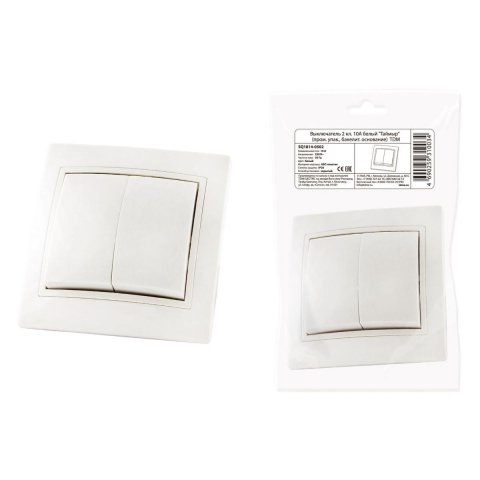 Выключатель двухклавишный TDM Electric Таймыр 10А 250V белый SQ1814-0502