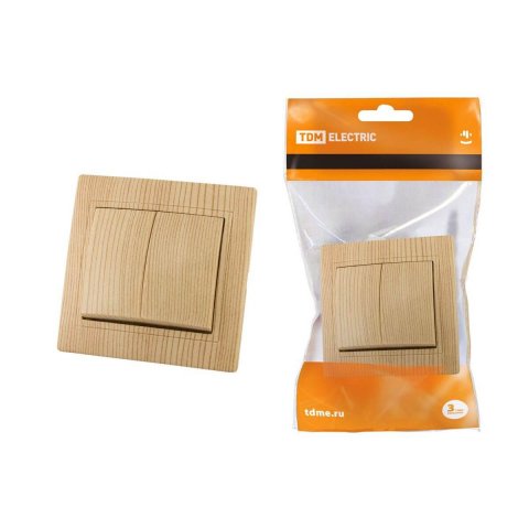 Выключатель двухклавишный TDM Electric Таймыр 10А 250V сосна SQ1814-0202