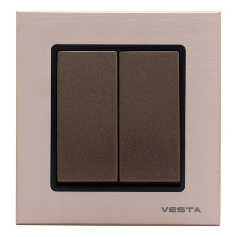 Выключатель двухклавишный Vesta-Electric Exclusive Champagne Metallic шампань FVK050204BSH