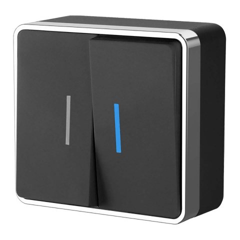 Выключатель двухклавишный Werkel Gallant (черный/хром) W5020135 4690389164224