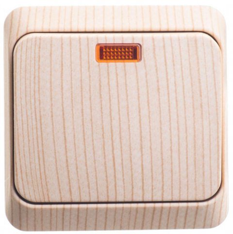 Выключатель одноклавишный Schneider Electric Этюд 10A 250V с подсветкой сосна BA10-005D