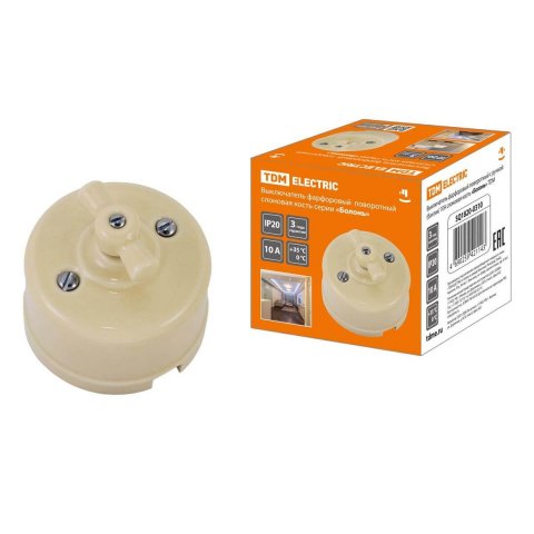 Выключатель поворотный с ручкой TDM Electric Болонь 10А 250V слоновая кость SQ1820-0310
