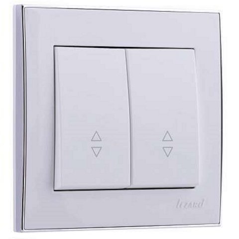 Выключатель проходной двойной Lezard Rain белый с бок. вставкой хром 703-0225-106