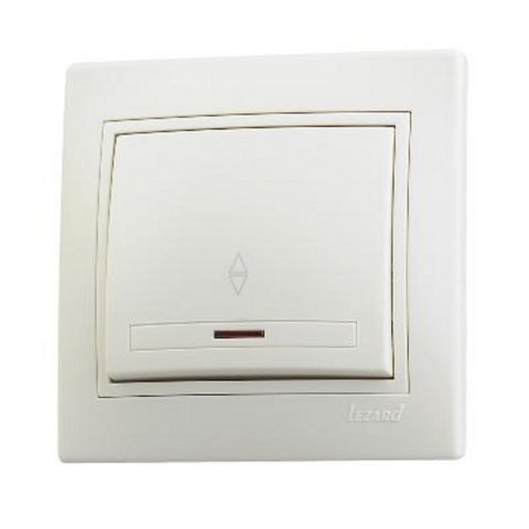 Выключатель проходной с подсветкой Lezard Mira кремовый со вставкой 701-0303-114