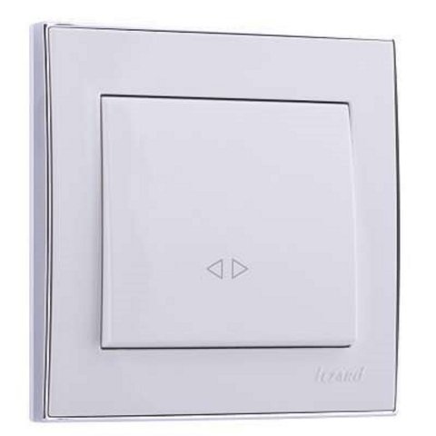 Выключатель промежуточный Lezard Rain белый с бок. вставкой хром 703-0225-107