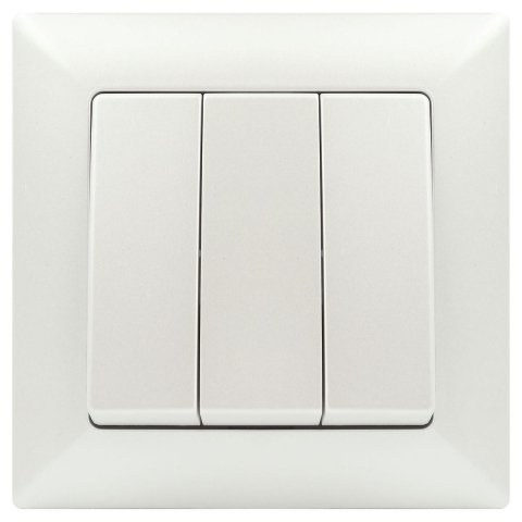Выключатель трехклавишный ЭРА Intro Solo 10A 250V перламутровый 4-106-06 Б0053606