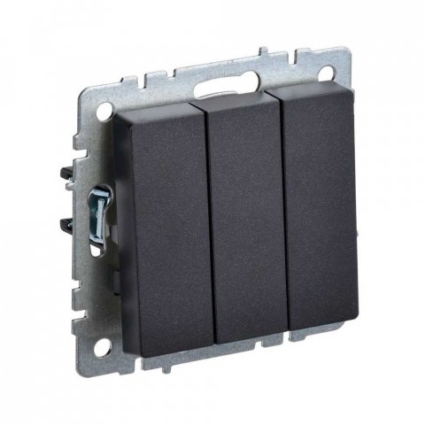 Выключатель трехклавишный IEK Brite черный BR-V30-0-10-K02