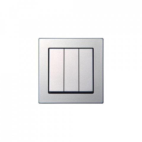 Выключатель трехклавишный Liregus Epsilon серебро 28-174