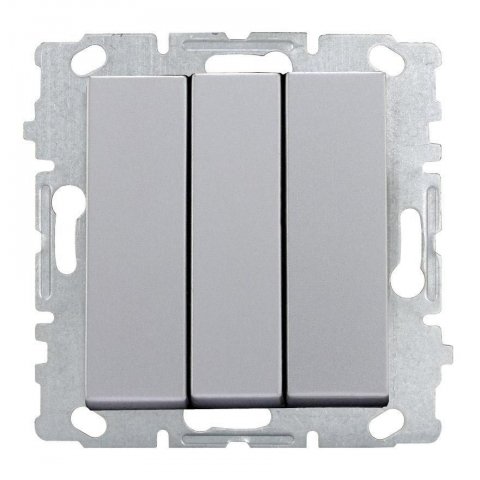 Выключатель трехклавишный Vesta-Electric Exclusive Silver Metallic серебро FVK000303SRB