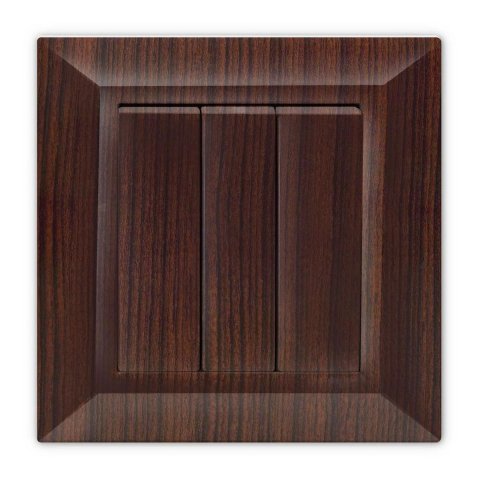 Выключатель трехклавишный Vesta-Electric Roma Mebel коричневый FVK010301FRN