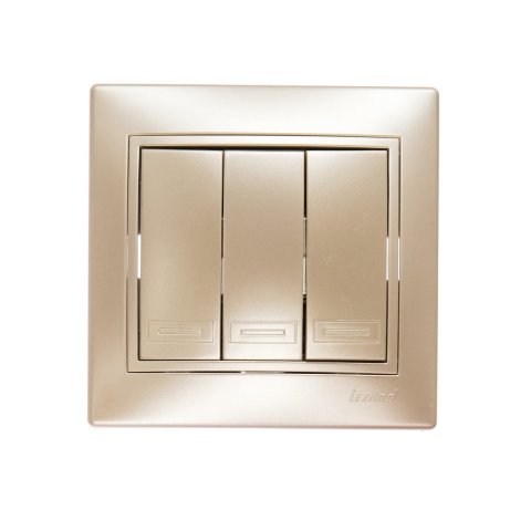 Выключатель тройной Lezard Mira белый жемчуг со вставкой 701-3030-109