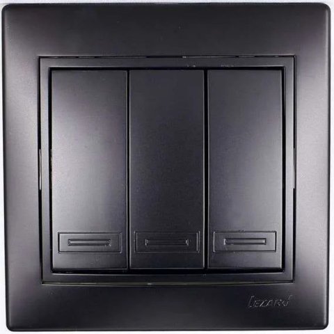 Выключатель тройной Lezard Mira черный со вставкой 701-4242-109