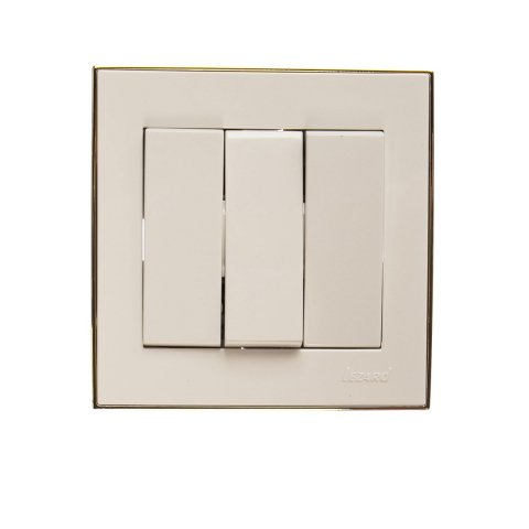Выключатель тройной Lezard Rain белый с бок. вставкой золото 703-0226-109