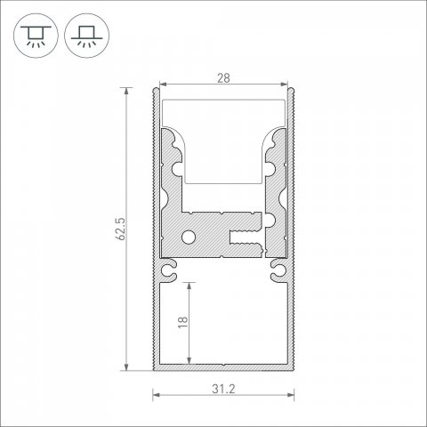 Встраиваемый профиль ARH-FLOOR27-H28-2000 039471