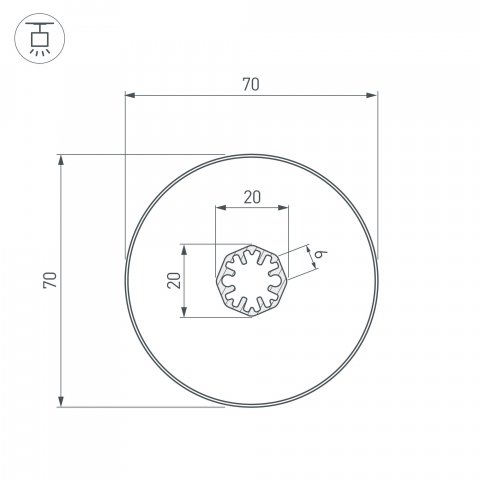 Встраиваемый профиль SL-ROUND-D70-360deg-2000 ANOD 037770