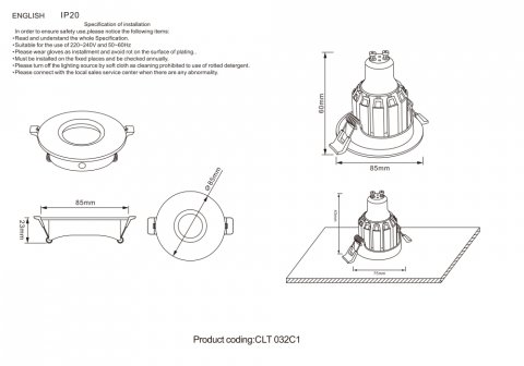 Встраиваемый светильник Crystal Lux CLT 032C1 BL