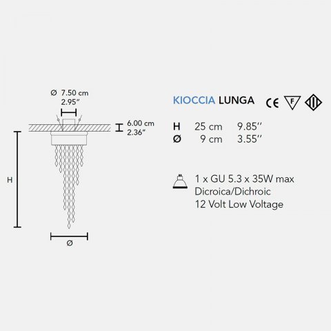 Встраиваемый светильник Masiero Kioccia Lunga Cromo Viola Asfour
