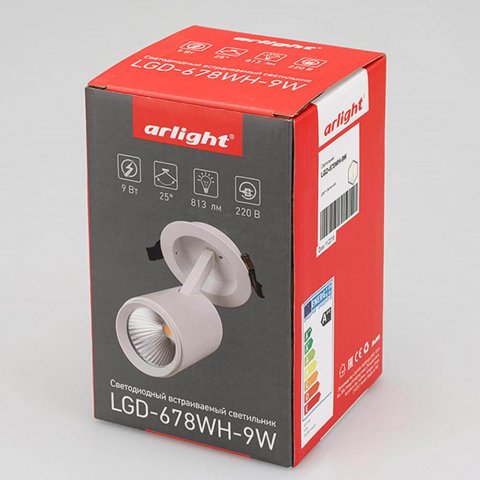 Встраиваемый светодиодный спот Arlight LGD-678WH-9W White 25deg 022243