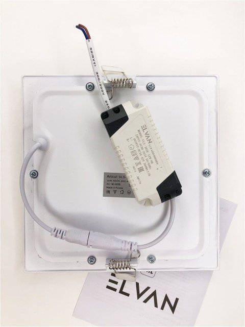 Встраиваемый светодиодный светильник Elvan VLS-102SQ-12W-WW-Wh