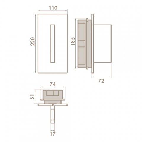 Встраиваемый светодиодный светильник Side Quadrat D2021