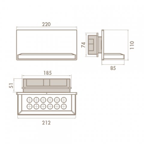 Встраиваемый светодиодный светильник Side Quadrat D2030