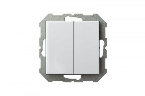 Выключатель двухклавишный Liregus Epsilon с подсветкой белый 28-006
