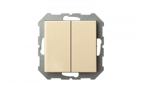 Выключатель двухклавишный Liregus Epsilon с подсветкой бежевый 28-056