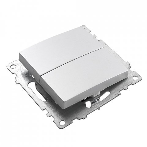 Выключатель двухклавишный Stekker Катрин серебро GLS10-7104-03 39578