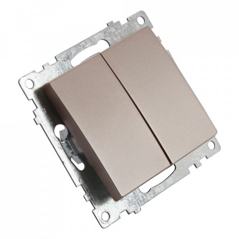 Выключатель двухклавишный Stekker Катрин шампань GLS10-7104-02 39592