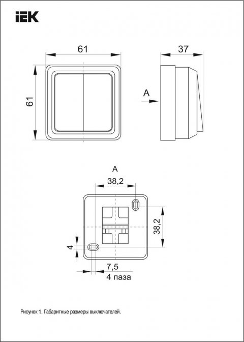 Выключатель кнопочный IEK Oktava белый EVO13-K01-10-DC