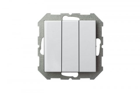 Выключатель трехклавишный Liregus Epsilon белый 28-004