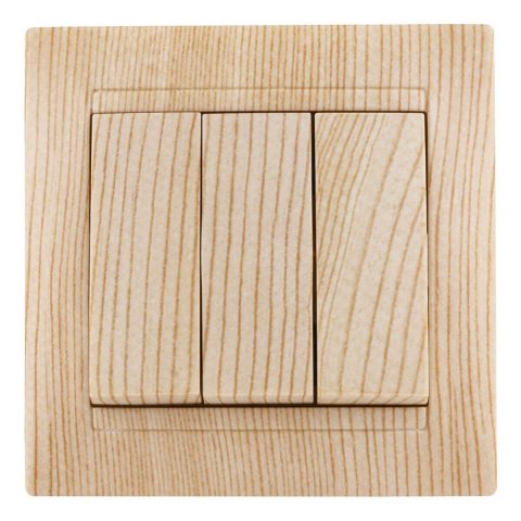 Выключатель трехклавишный TDM Electric Лама 10А 250V сосна SQ1815-0303