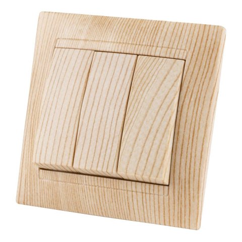 Выключатель трехклавишный TDM Electric Лама 10А 250V сосна SQ1815-0303