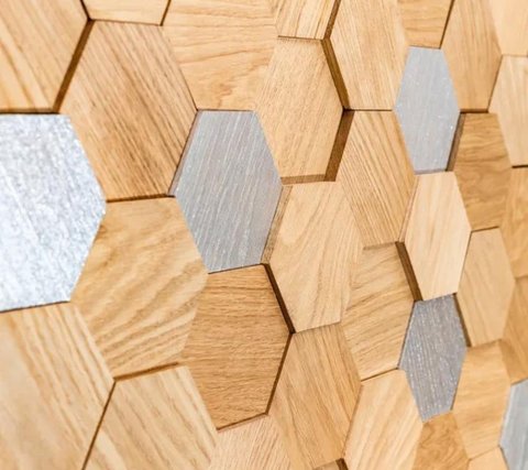 Деревянные стеновые панели Crownwood WP3D15R020 Соты 3Д