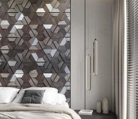 Деревянная мозаика для стен Crownwood Магна Эбен WP3D18R020