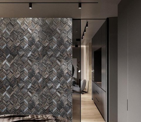 Деревянная мозаика для стен Crownwood Вира Эбен WP3D21R061