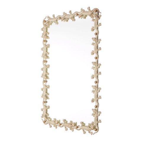 Зеркало Runden Ящерицы белый/золото прямоугольное V20013